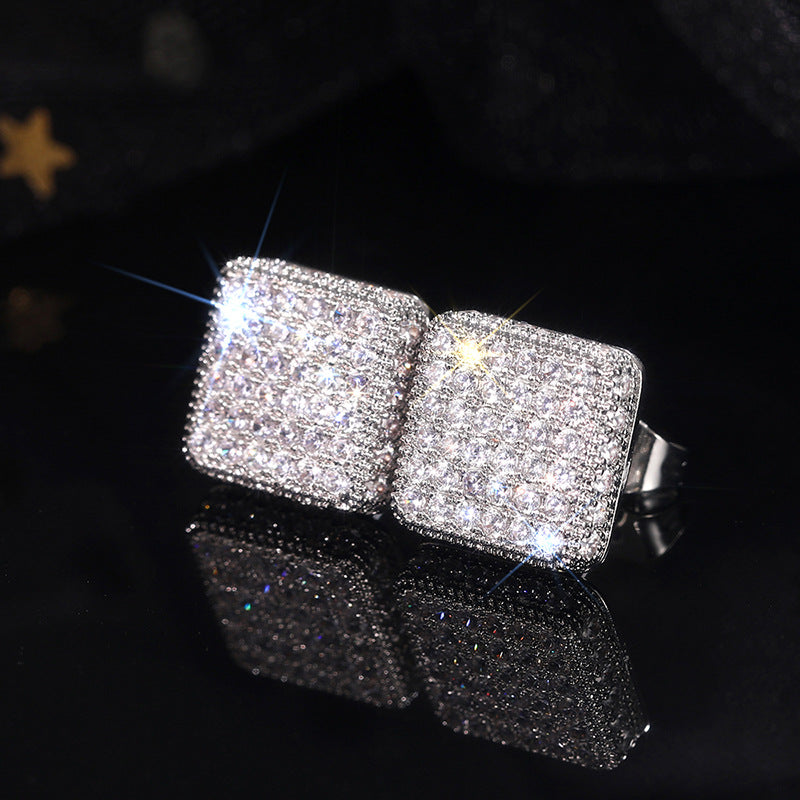 Simple Full-jeweled Stud Earrings