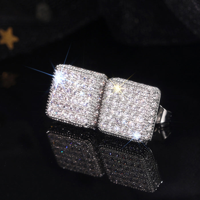 Simple Full-jeweled Stud Earrings