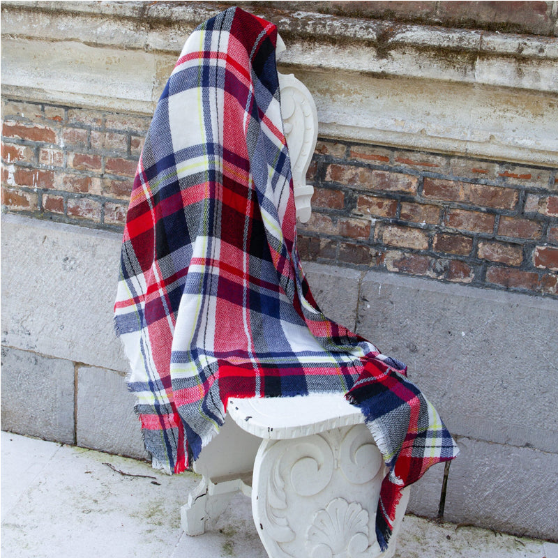 Plaid Tassel Soft Warm Blanket Scarves