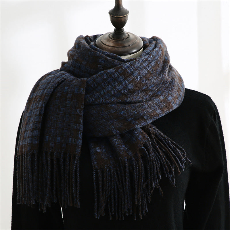 New Thickened Warm Tassel Plaid Cashmere Scarves