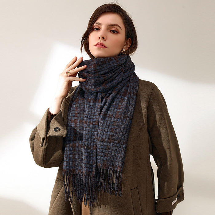 New Thickened Warm Tassel Plaid Cashmere Scarves