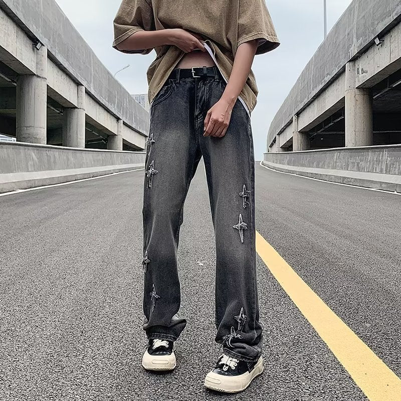 Zipper Loose Denim Trousers