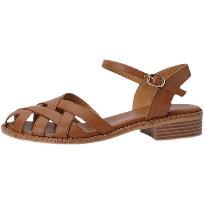 Flat Simplicity Word Strap Closed Toe Sandals