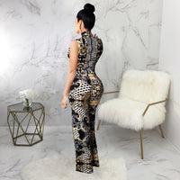 Printed sleeveless jumpsuit