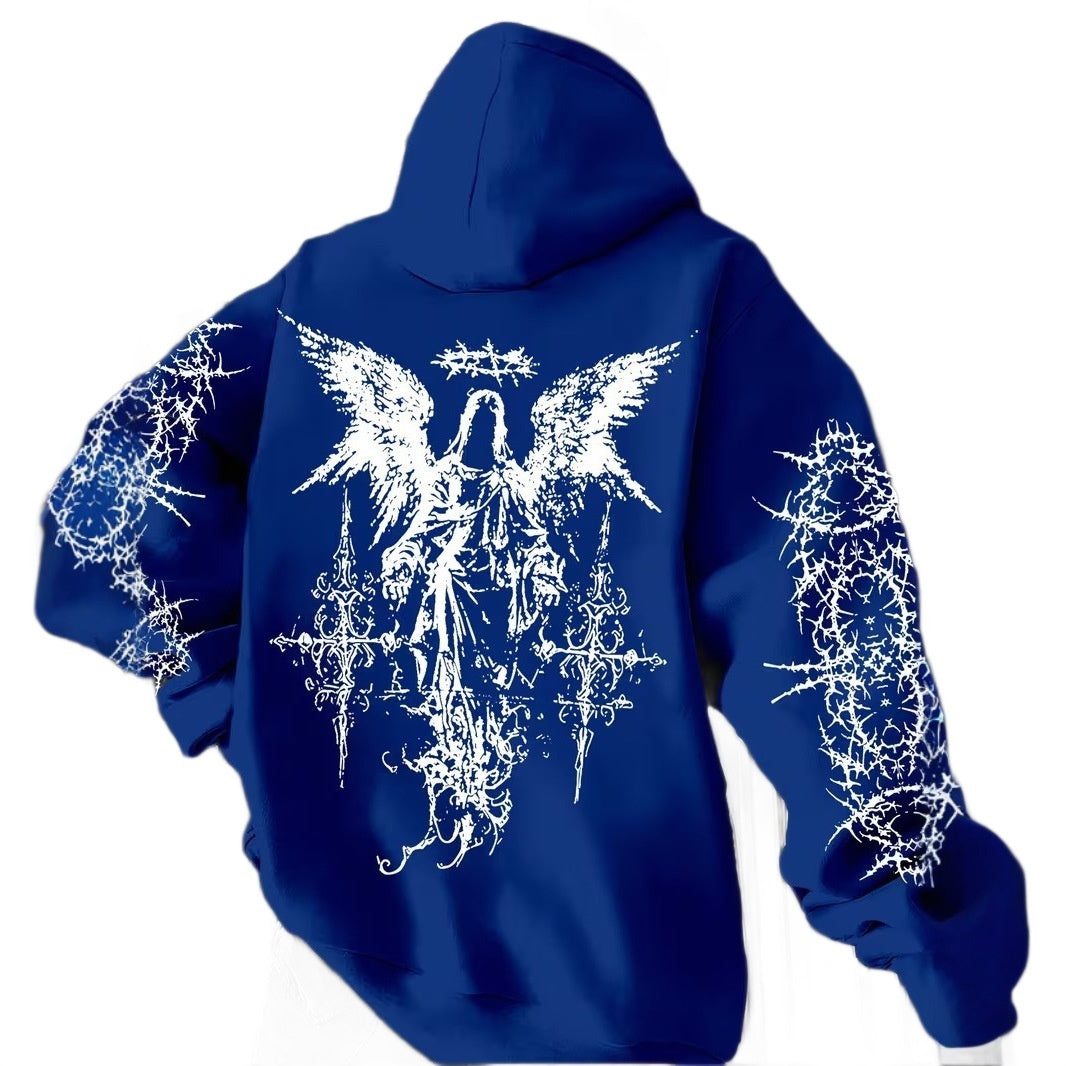 Mens 3D Digital Print Hoodie With Angel Wings Pattern