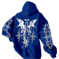 Mens 3D Digital Print Hoodie With Angel Wings Pattern