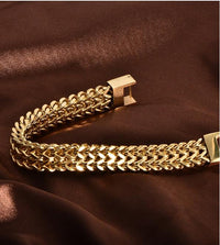 Stainless steel jewelry & gold double-layer bracelet