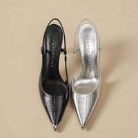 Pointed-toe Color-block Stiletto Heels