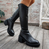 Chunky Heeled Figure Flattering High Boots