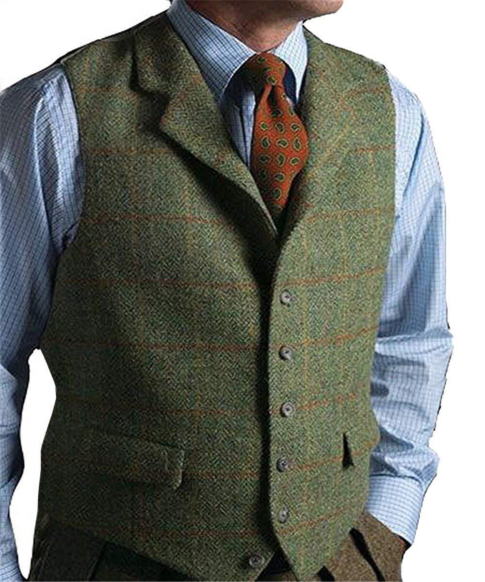 Suits plaid tweed gilet
