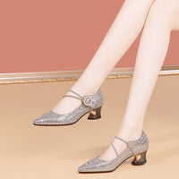 New Rhinestone-embellished Chunky-heel Pumps