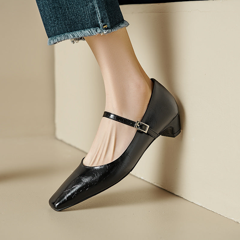 A Square Toe  Low-cut Shoes