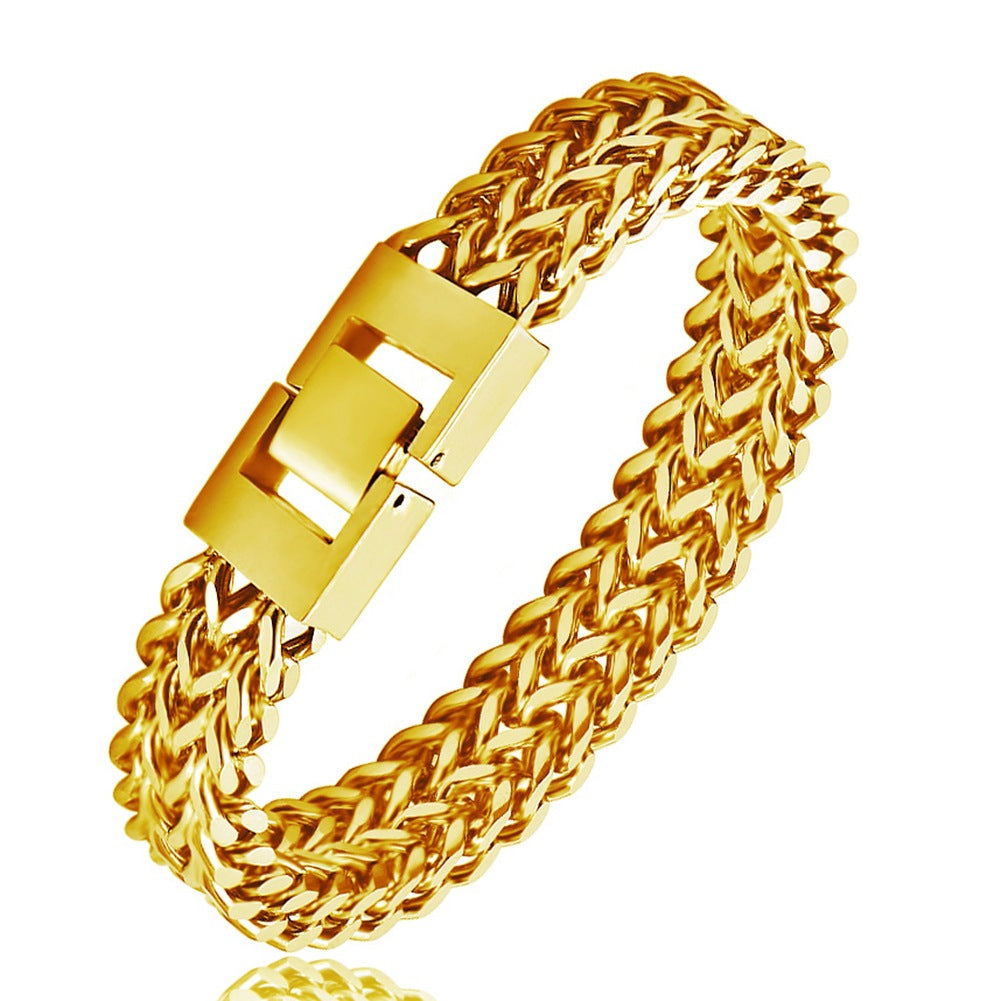Stainless steel jewelry & gold double-layer bracelet