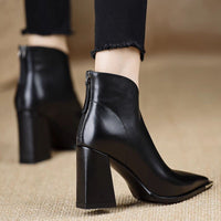 Pointed Toe High Heel Combat Boots