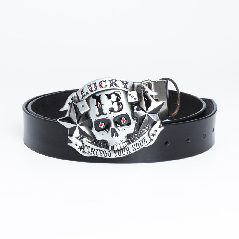 Leather Belt Skull Skateboard Buckle