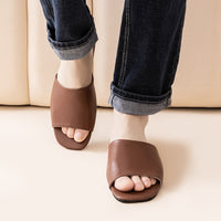 Leather Plain Color Simple Slippers