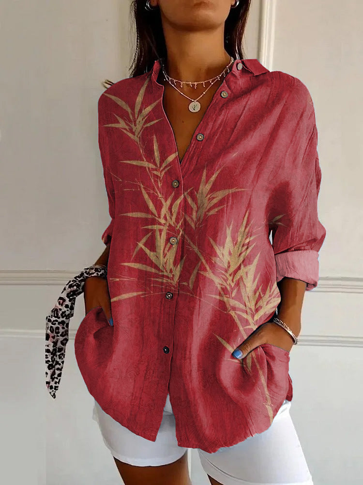 Floral Pattern 3D Printed Long-Sleeve Shirt