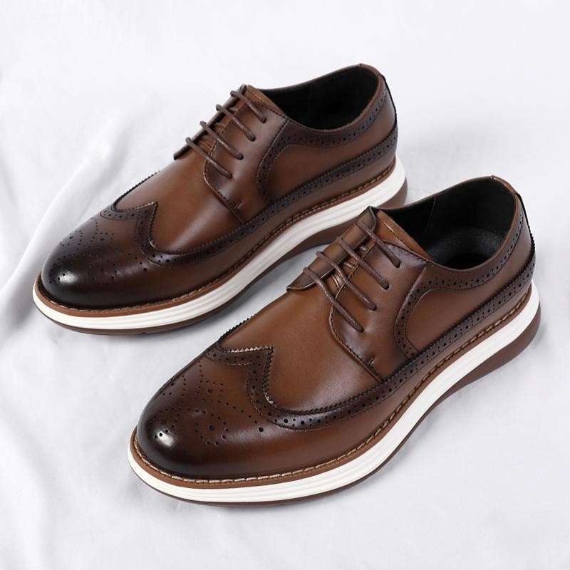 Ultra-Fiber Thick-Soled Business Leather Shoes