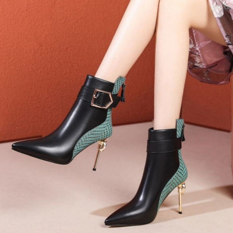 Fashion Ankle Boots with Pointed Toes and Back Zippers