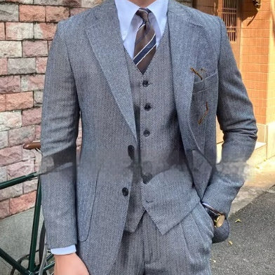 Herringbone Single-breasted Slim Sui