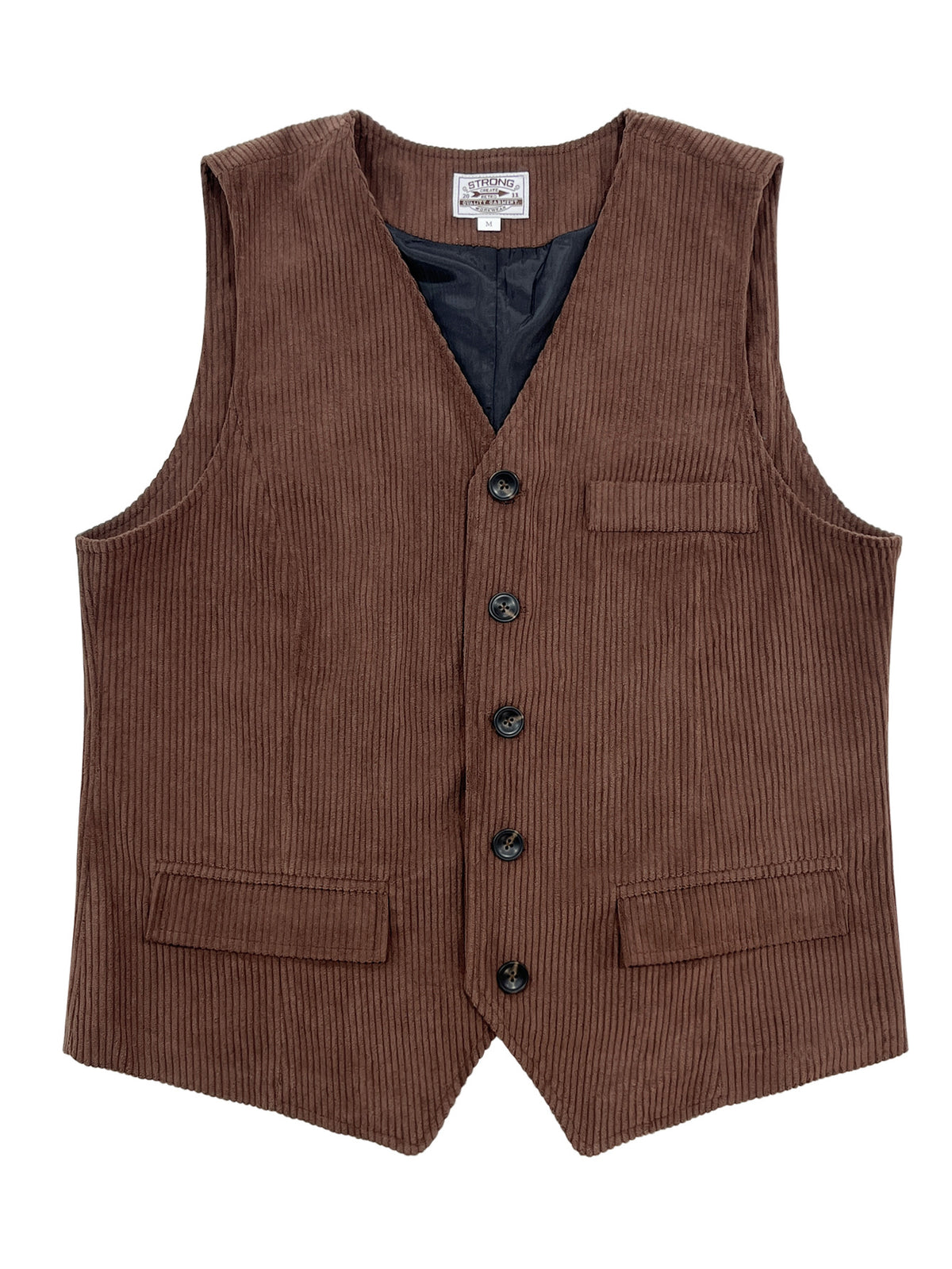 Corduroy Vest With Patchwork Pockets And Outer Jacket