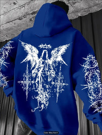 Mens 3D Digital Print Hoodie With Angel Wings Pattern