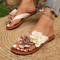 Floral Open-Toe Flat Flip-Flop Sandals