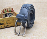 Leather Canvas Woven Belt