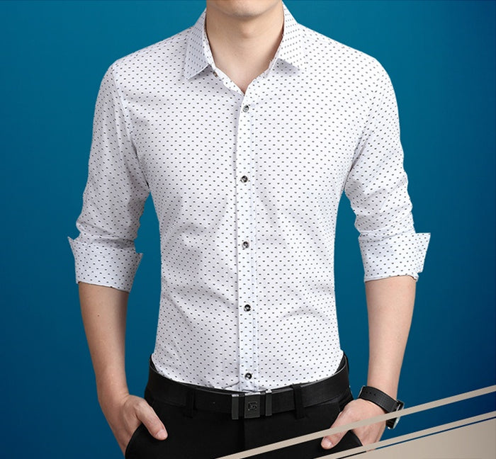 Slim-Fit Polka Dot Dress Shirt