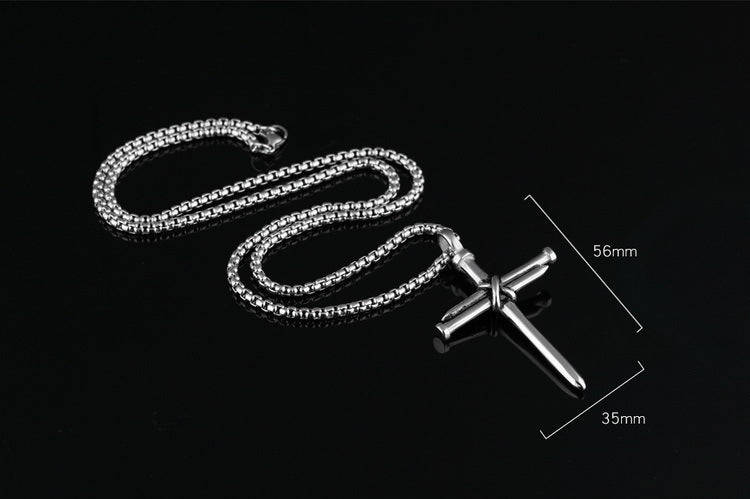 Titanium steel casting steel nails cross pendants necklace jewelry