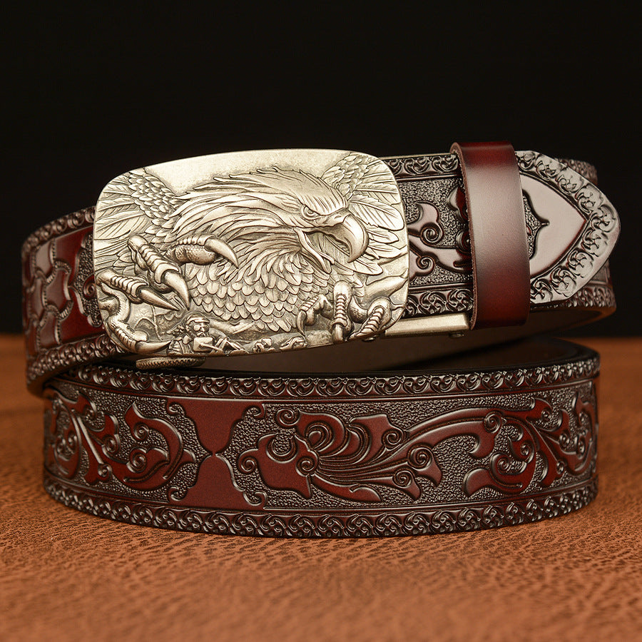 Carved Eagle Automatic Buckle Belt