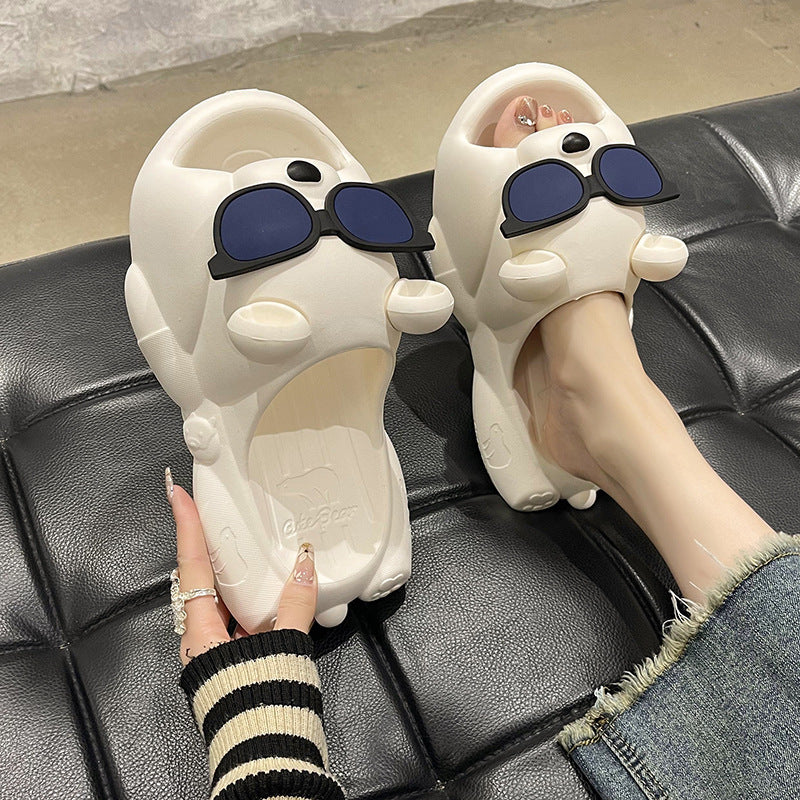 Cute Sunglasses Bear Slippers