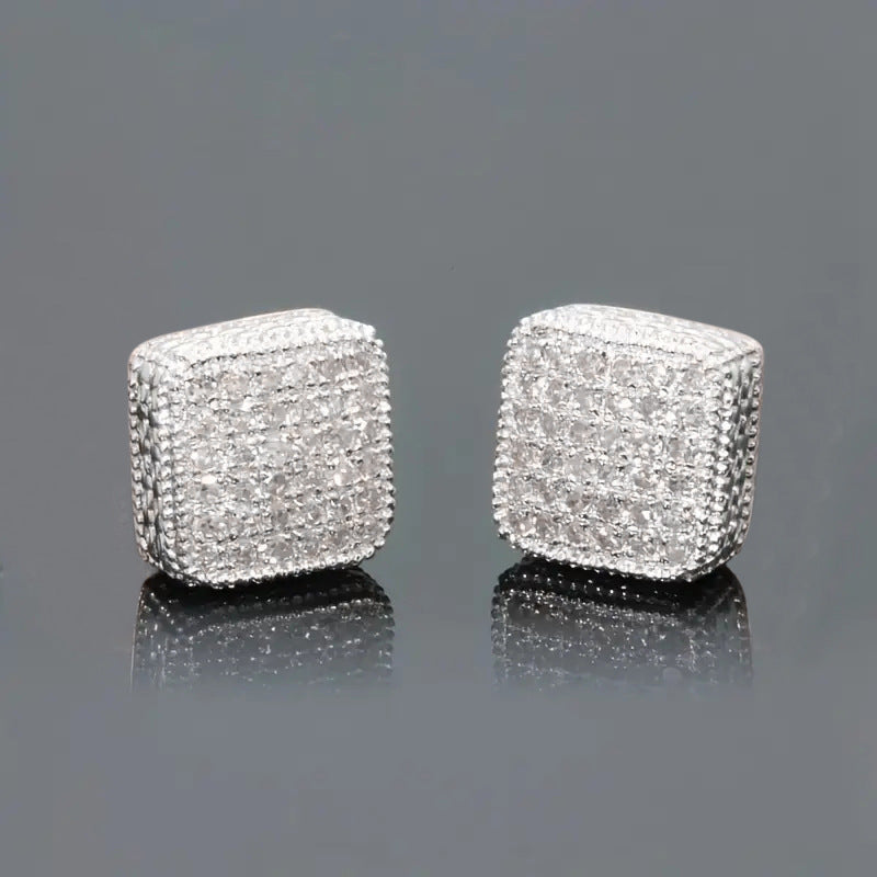 Simple Full-jeweled Stud Earrings