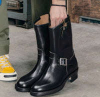 Mid-Calf Motorcycle Martin Boots