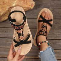 Large-Size Flat Beaded Sandals