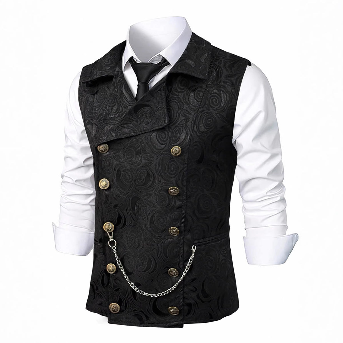 Double-Breasted Chain-Attached Suit Vest