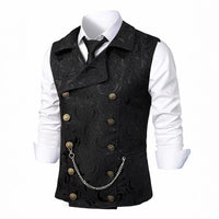 Double-Breasted Chain-Attached Suit Vest