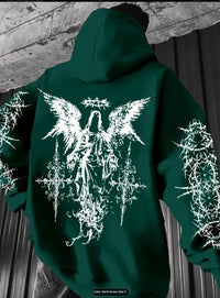 Mens 3D Digital Print Hoodie With Angel Wings Pattern