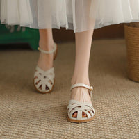 Flat Simplicity Word Strap Closed Toe Sandals