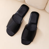 Leather Plain Color Simple Slippers