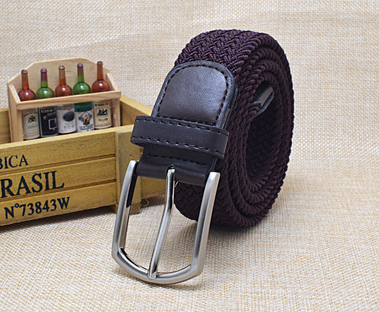 Leather Canvas Woven Belt