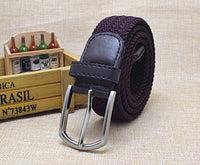 Leather Canvas Woven Belt