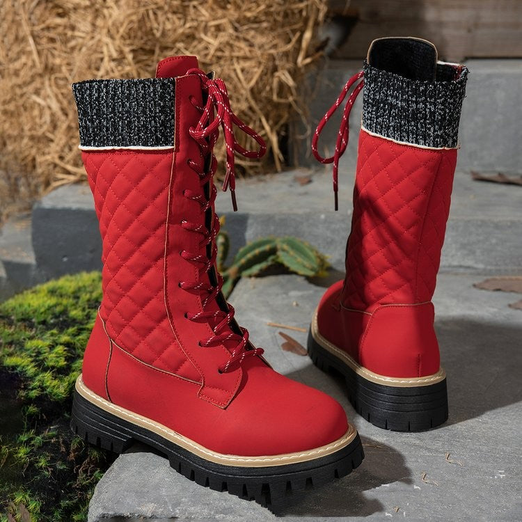 Front-lace-up Thick-heeled Martin Boots