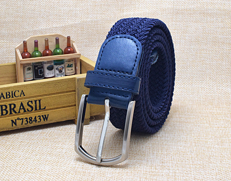 Leather Canvas Woven Belt
