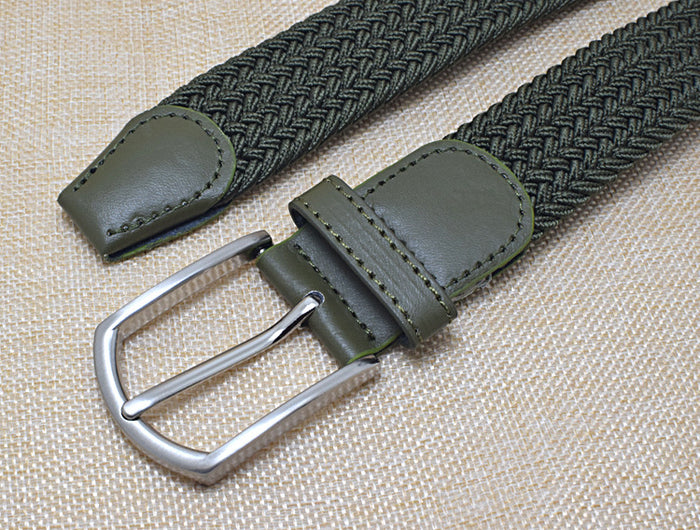 Leather Canvas Woven Belt