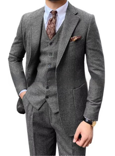 Herringbone Single-breasted Slim Sui