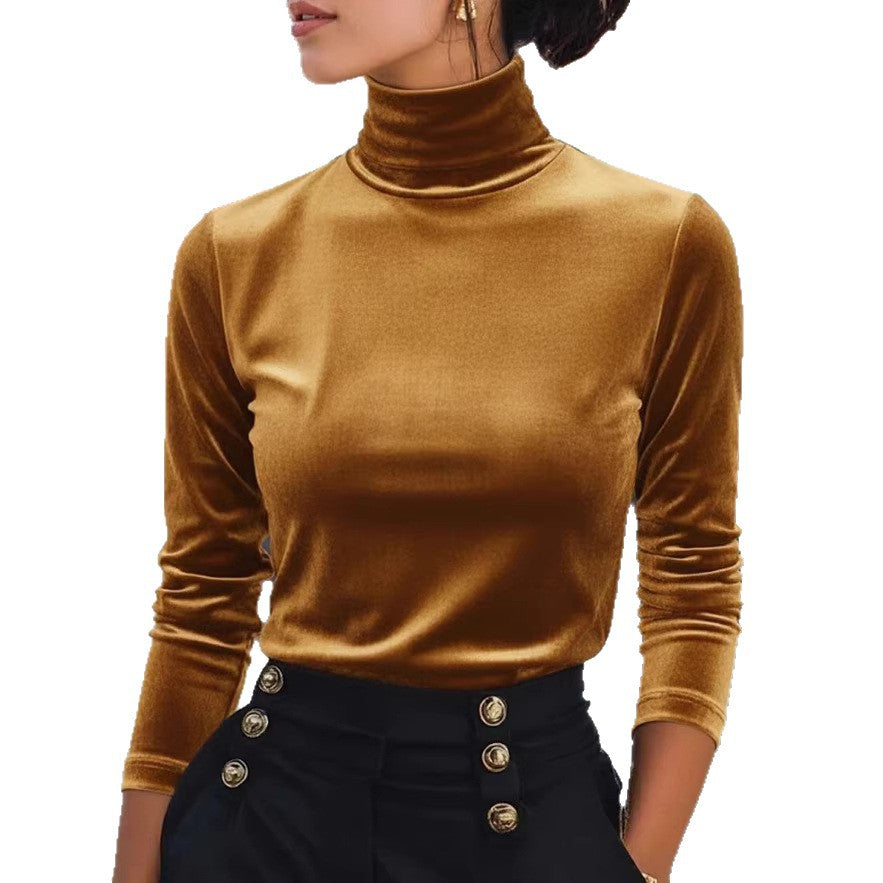Velvet Turtleneck Base Layer Top