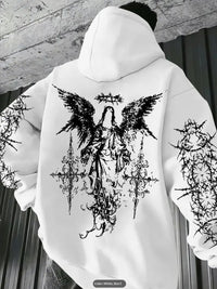 Mens 3D Digital Print Hoodie With Angel Wings Pattern