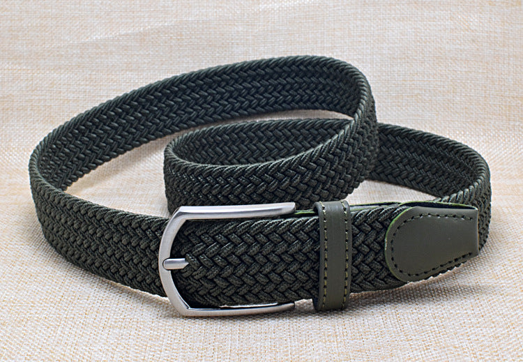 Leather Canvas Woven Belt