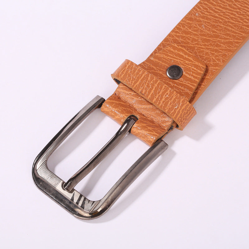 Mens Casual Leather Belt With A Pin Buckle For Pants